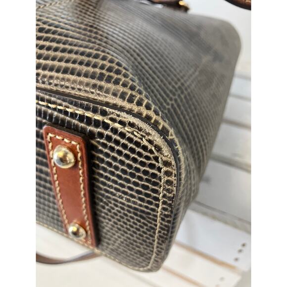 DOONEY & BOURKE LARGE GRAY ANIMAL PRINT LEATHER SHOUDLER BAG - Picture 7 of 15